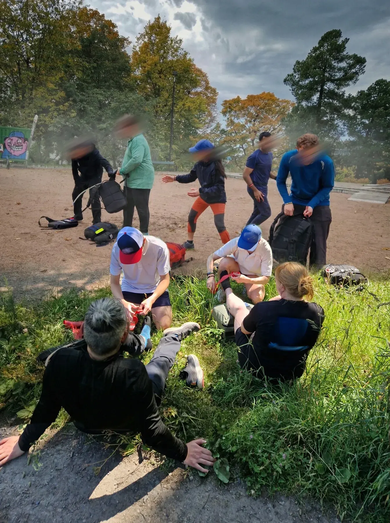 Polaris participants regroup during an outdoor team scenario